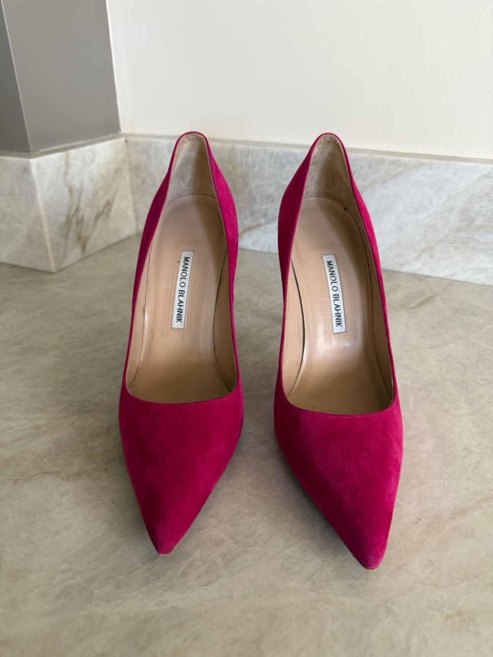 Manolo Blahnik Fuchsia Suede Classic BB Pointed-Toe Pumps